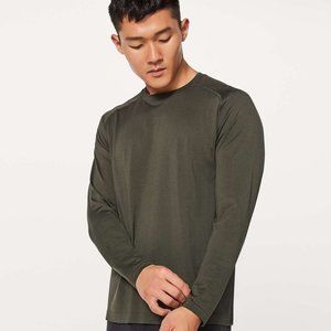 Lululemon Vent Tech LS V Neck, Heathered Dark Olive, Size Medium
